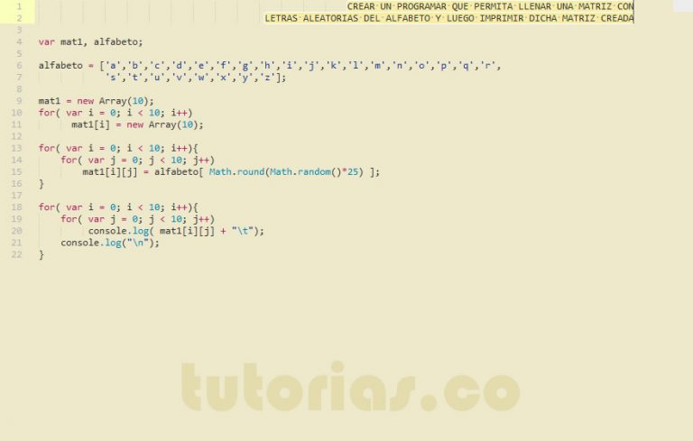 Arrays+ Javascript (matriz Alfabeto) | Tutorias.co