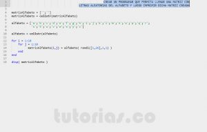 programacion en matlab: matriz alfabeto