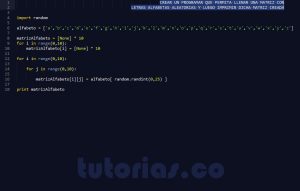 programacion en python: matriz alfabeto