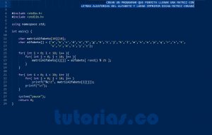 programacion en turbo C: matriz alfabeto