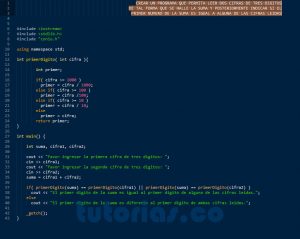 programacion en c++: primer digito de la suma