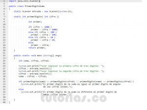 programacion en java: primer digito de la suma