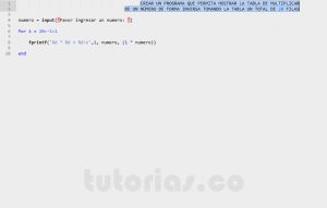 programacion en matlab: tabla de multiplicar en forma inversa