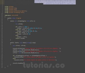 programacion en c#: ultimo digito de dos cifras