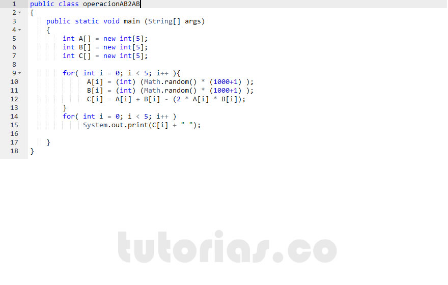 arrays – java (operacion entre vectores A+B-2AB)