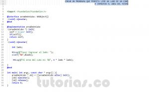 programacion en objective c: area de un cubo