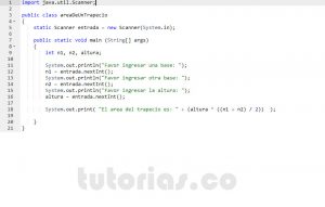 programacion en java: area de un trapecio