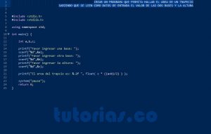 programacion en turbo C: area de un trapecio