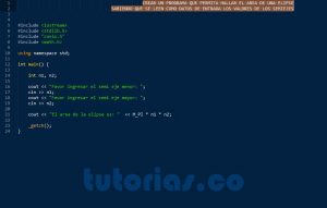 programacion en pseudocodigo: area de una elipse