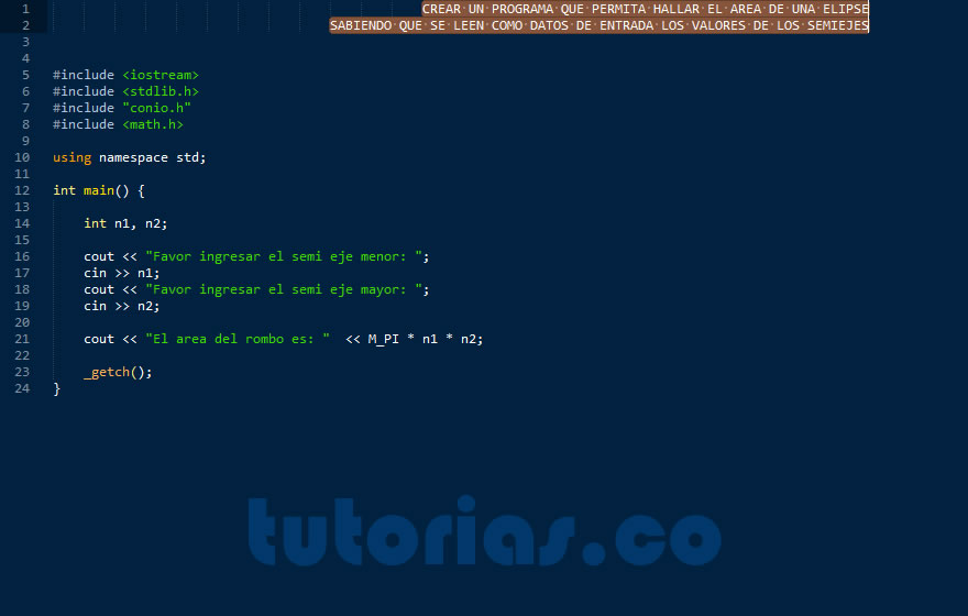 areaDeUnaElipseC++ | Tutorias.co