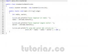 programacion en java: area sector de un circulo