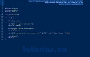 programacion en turbo C: area sector de un circulo