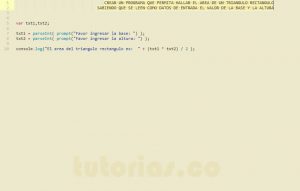 programacion en javascript: area de un triangulo rectangulo