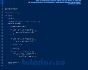 programacion en turbo C: datos diagonales secundarias impares