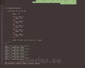 programacion en ruby: el menor de cinco numeros