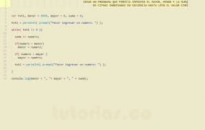 programacion en javascript: el menor, mayor y la suma de secuencia de numeros