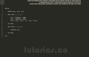 programacion en pseudocodigo: operacion entre vectores A+B-2AB