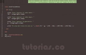 programacion en ruby: area de tronco de un cono