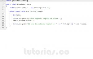 programacion en java: area de un octaedro
