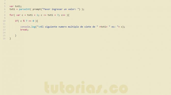 ciclo for + javascript (el siguiente numero multiplo de siete)