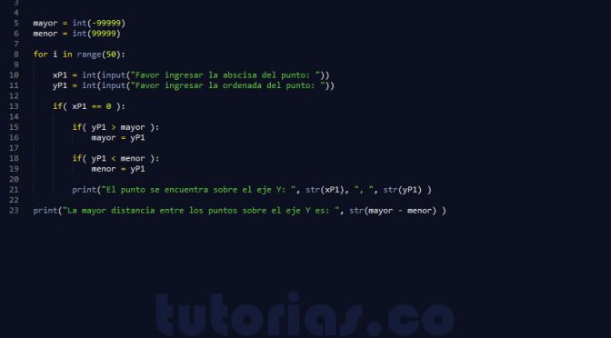 programacion en python: mayor distancia puntos sobre el eje Y