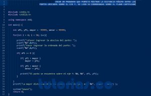 programacion en turbo C: mayor distancia puntos sobre el eje Y