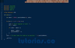 programacion en C++: posicion del menor dato leido