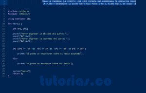 programacion en turbo C: punto sobre plano radial