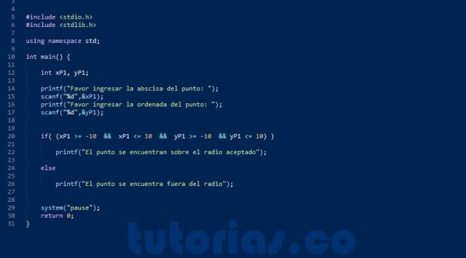 programacion en turbo C: punto sobre plano radial