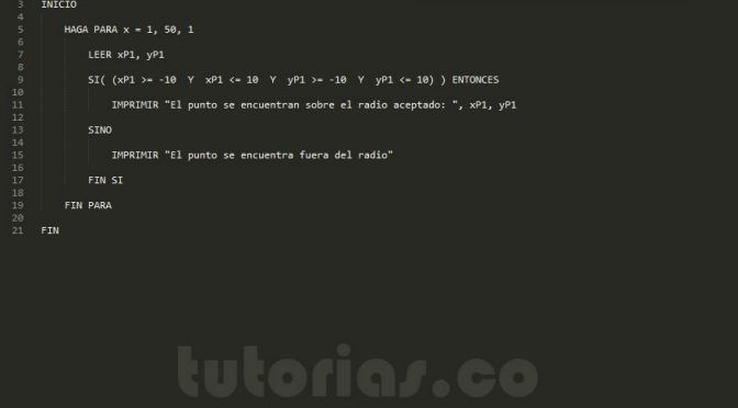 programacion en pseudocodigo: puntos sobre el radar