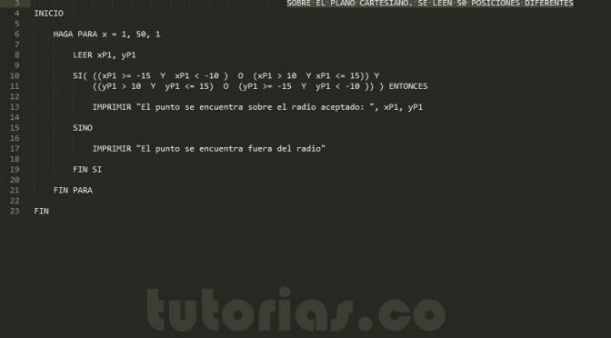 programacion en pseudocodigo: puntos sobre radar circunscrito