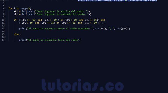 ciclo for – python (puntos sobre radar circunscrito)