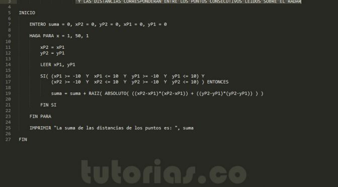 programacion en pseudocodigo: suma de puntos sobre el radar