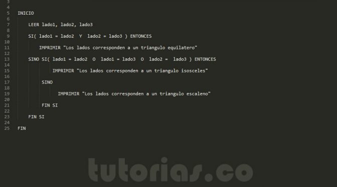 sentencia si-sino – pseudocodigo  (tipo de triangulo)