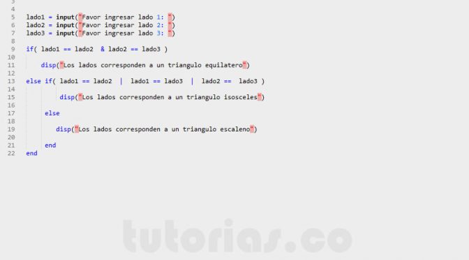 sentencia if-else – matLab (tipo de triangulo)