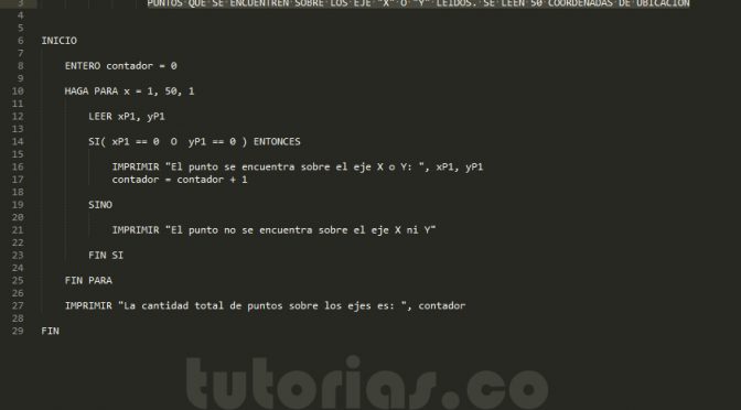 programacion en pseudocodigo: cantidad de puntos sobre los ejes X o Y