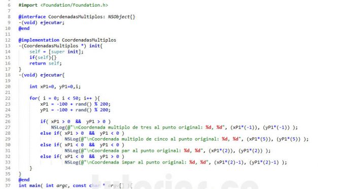 programacion en objective C: coordenadas multiplos