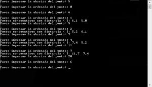 resultado ejecucion programa: puntos consecutivos con distancia menor a 3