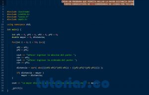 programacion en C++: mayor distancia puntos consecutivos