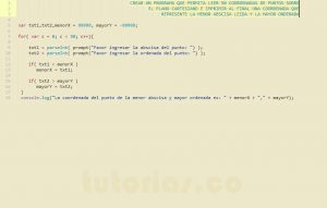 programacion en javascript: menor abscisa mayor ordenada