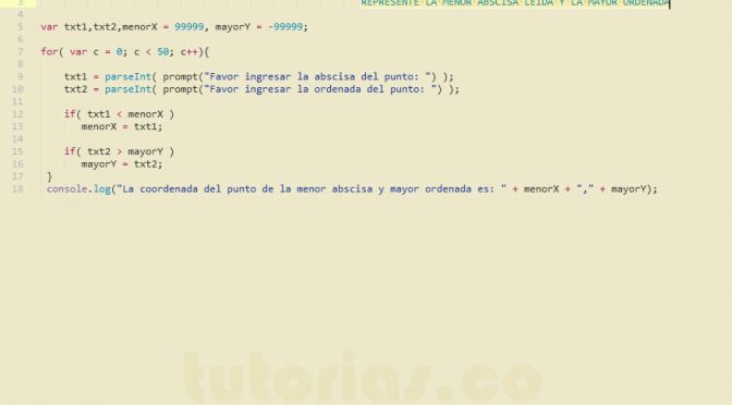 ciclo for + javascript (menor abscisa mayor ordenada)