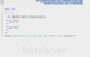 programacion en matLab: menor abscisa mayor ordenada