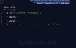 programacion en python: menor abscisa mayor ordenada
