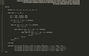 programacion en pseudocodigo: porcentaje puntos por cuadrante