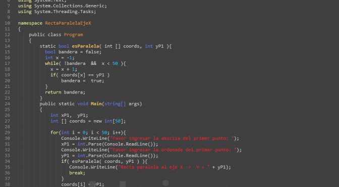 programacion en c#: recta paralela al eje X
