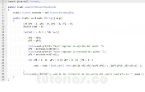 programacion en java: suma de puntos cuarto cuadrante