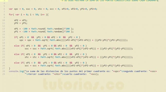 programacion en javascript: suma de puntos sobre cada cuadrante