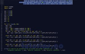programacion en python: suma de puntos sobre cada cuadrante