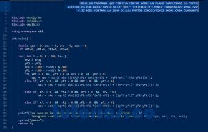 programacion en turbo C: suma de puntos sobre cada cuadrante