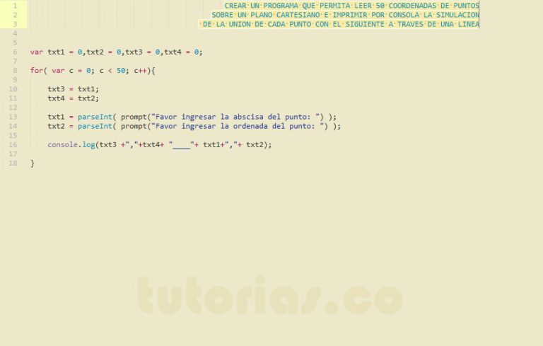 ciclo for + javascript (union de puntos sobre el plano cartesiano ...